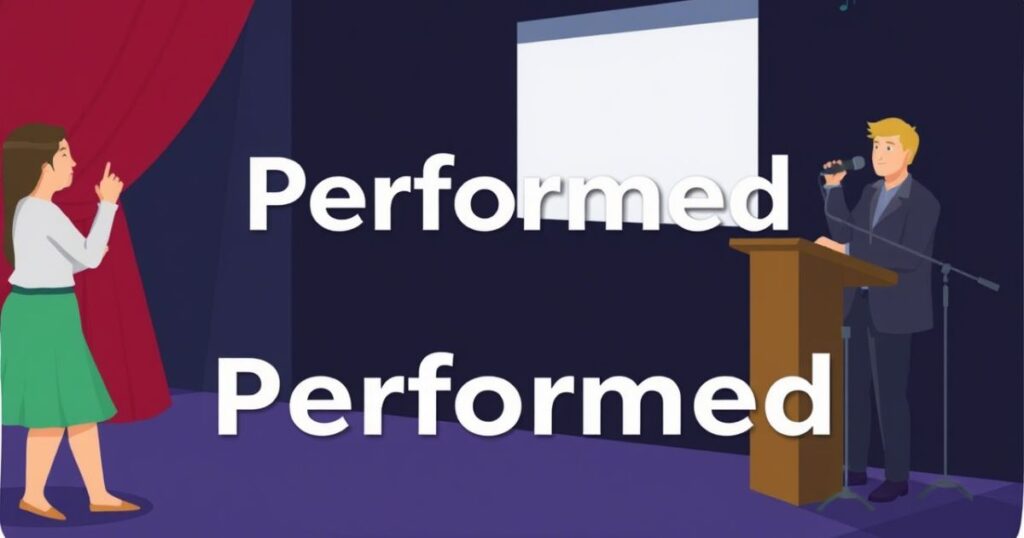 My suggestions for Performed in a sentence