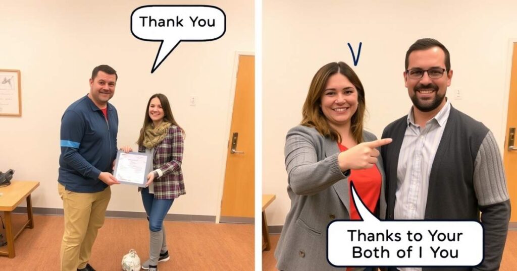 Difference Between ‘Thank You Both’ or ‘Thanks to Both of You’?